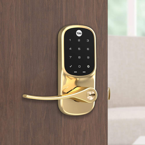 Yale Assure Lever - Z-Wave Smart Door Lever for Keyless Access (for Doors with no deadbolt) - Works with Ring Alarm, Samsung SmartThings and More - Brass