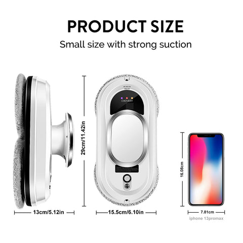 CHOVERY CL.1 Robot Glass Cleaner, Remote Control, Deep Cleaning, Intelligent Edge Detection System, Suitable for Windows, Tiles, Bathrooms (White)…