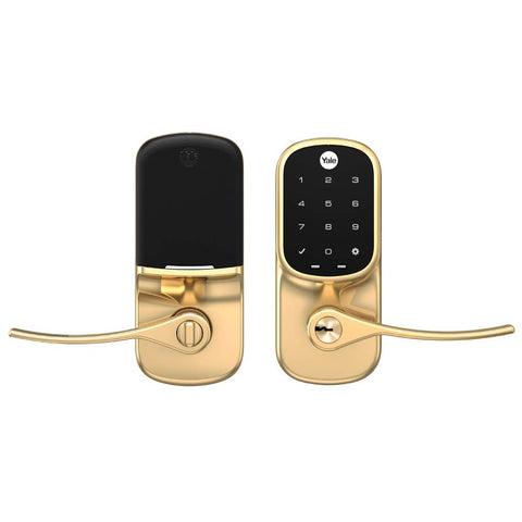 Yale Assure Lever - Z-Wave Smart Door Lever for Keyless Access (for Doors with no deadbolt) - Works with Ring Alarm, Samsung SmartThings and More - Brass