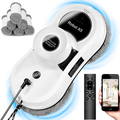 Sophinique Window Cleaning Robot, X5 Smart Window Vacuum Cleaner Glass Cleaning Robotic with APP & Remote, Intelligent Automatic Window Cleaner for Indoor/Outdoor Windows Mirror Table Tile (White) - Kurnia Retail