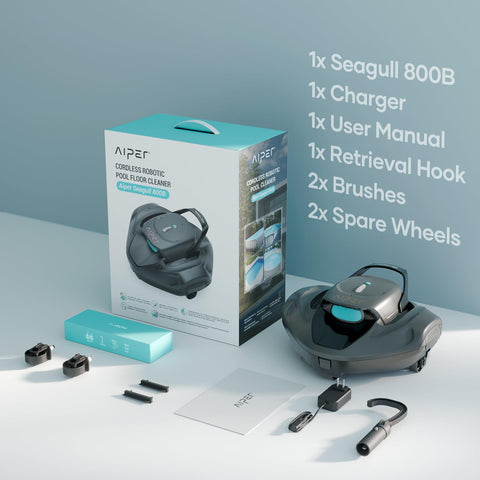 AIPER Seagull 800B Cordless Robotic Pool Vacuum, Self-Parking Technology, 90-Min Battery Life, Powerful Suction, LED Indicator, Ideal for Above-Ground Flat Pool up to 860 sq.ft.